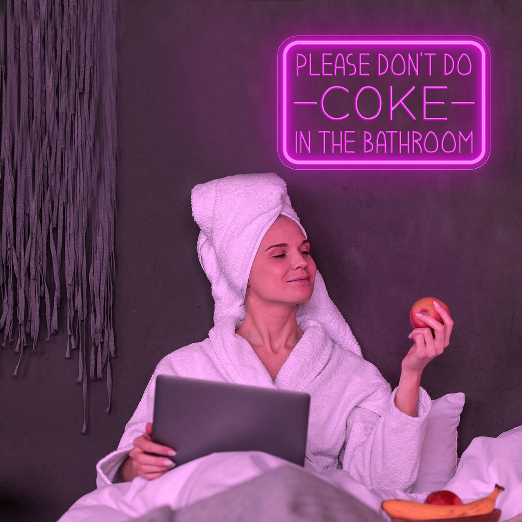 Please Don't Do Coke in The Bathroom Neon Sign for Wall Decor,USB Powered LED Neon Light with Adjustable Brightness,Light Up Sign for Party Decor,Bathroom,Christmas Gifts