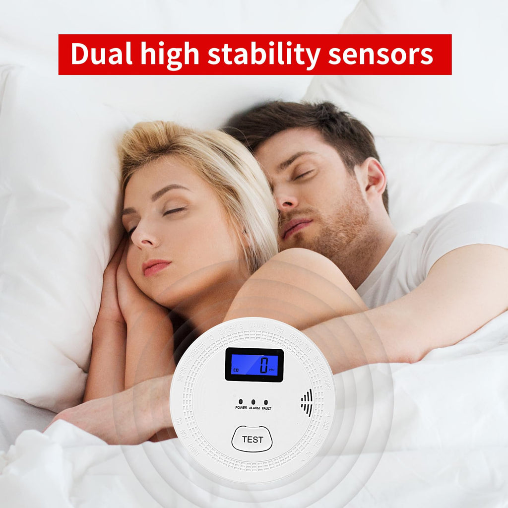 4-Pack,Smoke and Carbon Monoxide Detector,2 in 1 CO & Smoke Alarm,Carbon Monoxide Detectors,Smoke Detector,85dB in Alarm,LCD Screen,Wireless,Easy to Install