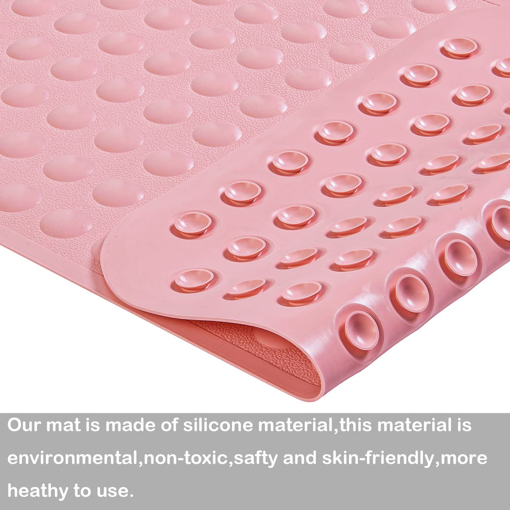 Yanzifly Bathtub Mat Non Slip Bath Mat for Tub Silicone Soft & Safe, Bath Tub Mat Non Slip Shower Mats, Suction Cups Bath Tub Anti Slip Matt for Kids Elderly Non Toxic, Machine Washable - Pink