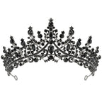 TOBATOBA Black Tiaras for Women, Black Crystal Crowns for Women, Gothic Crown Halloween Tiara Crown, Queen Crown, Black Wedding Tiara, Gothic Halloween Costumes for Women Prom Halloween Accessories