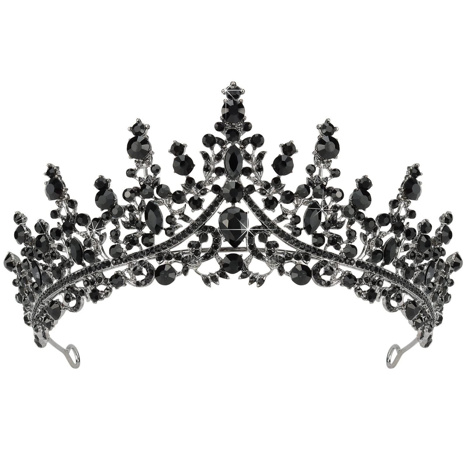 TOBATOBA Black Tiaras for Women, Black Crystal Crowns for Women, Gothic Crown Halloween Tiara Crown, Queen Crown, Black Wedding Tiara, Gothic Halloween Costumes for Women Prom Halloween Accessories