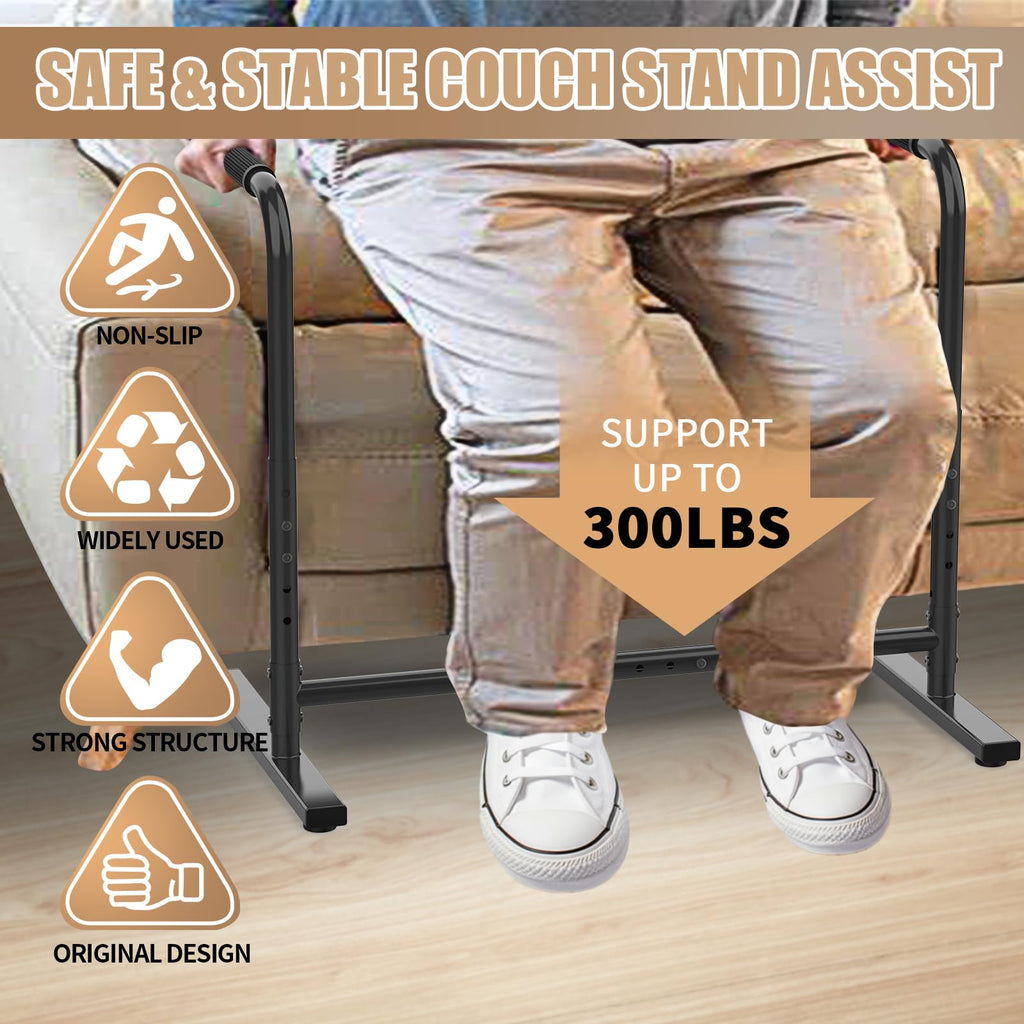 Couch Chair Sofa Stand Assist for Seniors, Height & Width Adjustable Couch Lift Assist for Elderly Mobility Sit to Stand(300LBs Loading, Polish Black)