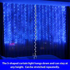 HXWEIYE 300LED Blue Fairy Curtain Lights with Remote 8 Modes Timer for Bedroom, 9.8x9.8Ft USB Plug in Christmas Fairy Hanging String Lights for Outdoor, Weddings, Party, Garden, Wall, Decorations