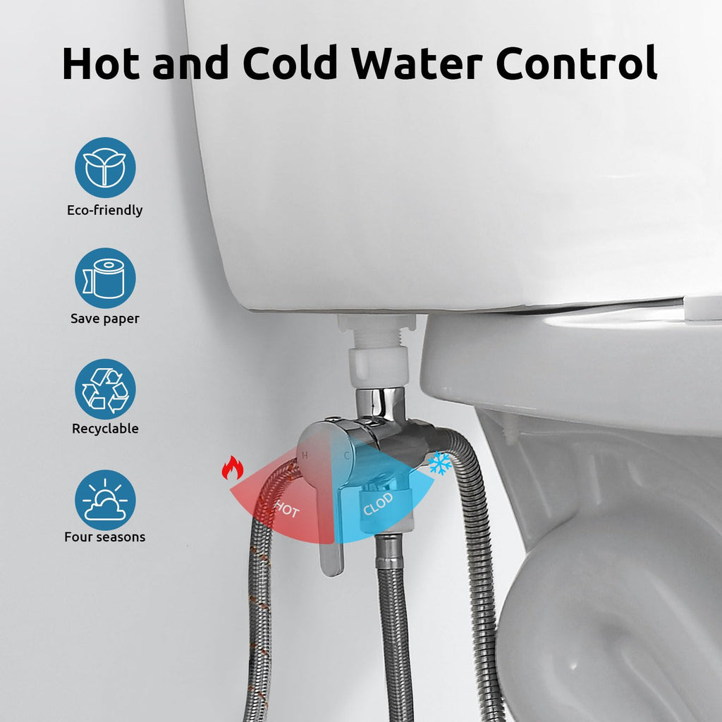Hot and Cold Bidet Sprayer for Toilet, BRITULIF Bidet Attachment for Warm Water, Jet Sprayer for Toilet Muslim Shower, Ideal for Feminine Hygiene, Pet Cleaning, Cloth Diapers, and Elderly Care