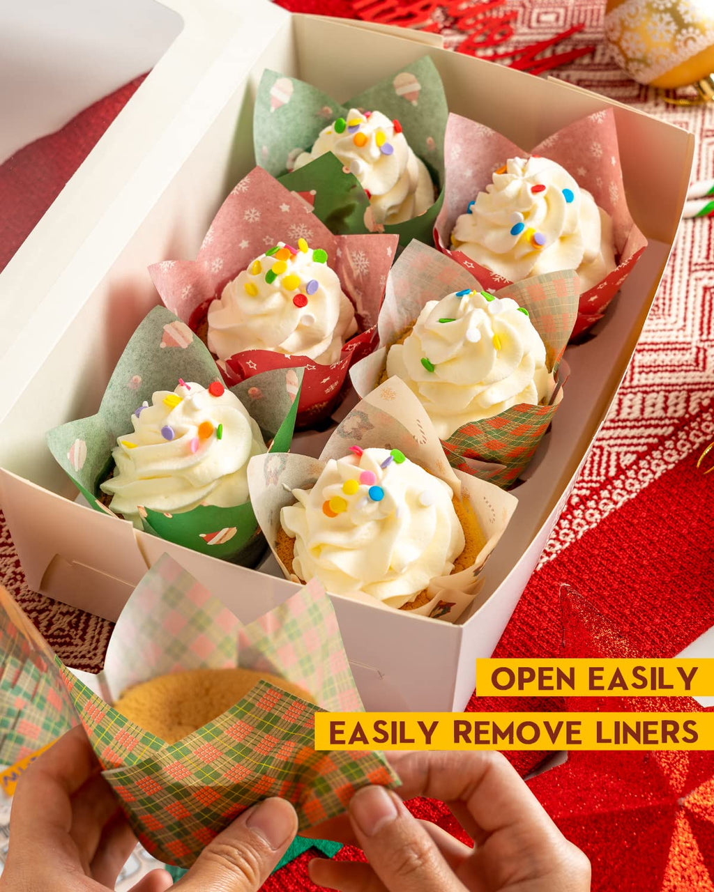 Katbite Christmas Tulip Cupcake Liners 200PCS, Muffin Baking Cupcake Liners Holders, Baking Cups, Cupcake Wrappe