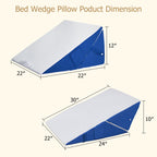 Pilyore Wedge Pillow for Sleeping, 7-in-1 Adjustable Bed Wedge Pillow for Back/Leg Support, 10" & 12" Triangle Pillow Wedge Elevated Pillows for Sleeping with Handle and Washable Cover, Blue & White