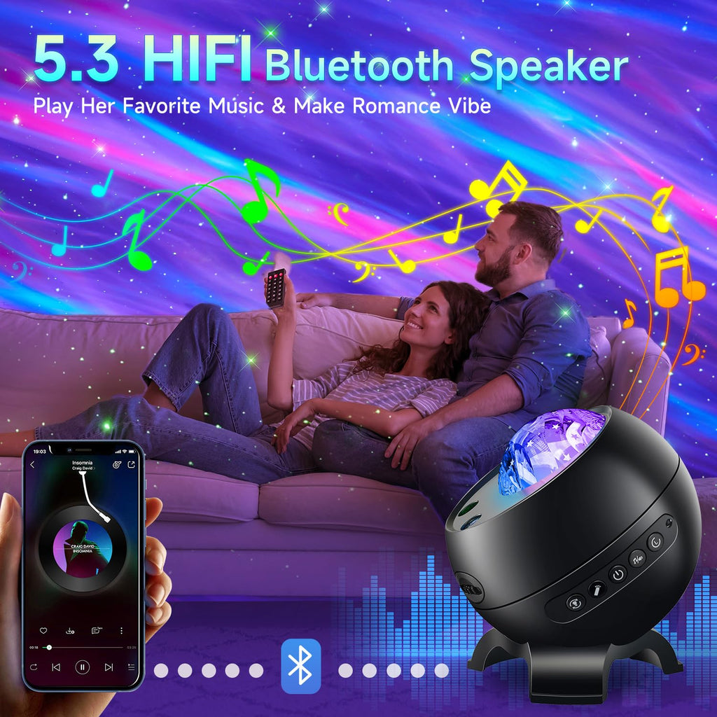 Staryou Birthday Gifts Galaxy Projector for Teen Girls & Boys, 375 Lights Aurora Light Projector with 15 White Noise, Bluetooth Speaker, Trendy Stuff Night Light Bedroom Decor, Led Lights for Bedroom