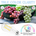GvvooHome Edison Bulbs, E26 LED Bulb 60 watt Equivalent, Non-Dimmable, 4000K Daylight White, ST58 Vintage Light Bulbs, 90+ CRI, 6W 600LM, E26 Medium Base, Clear Glass, 6 Pack