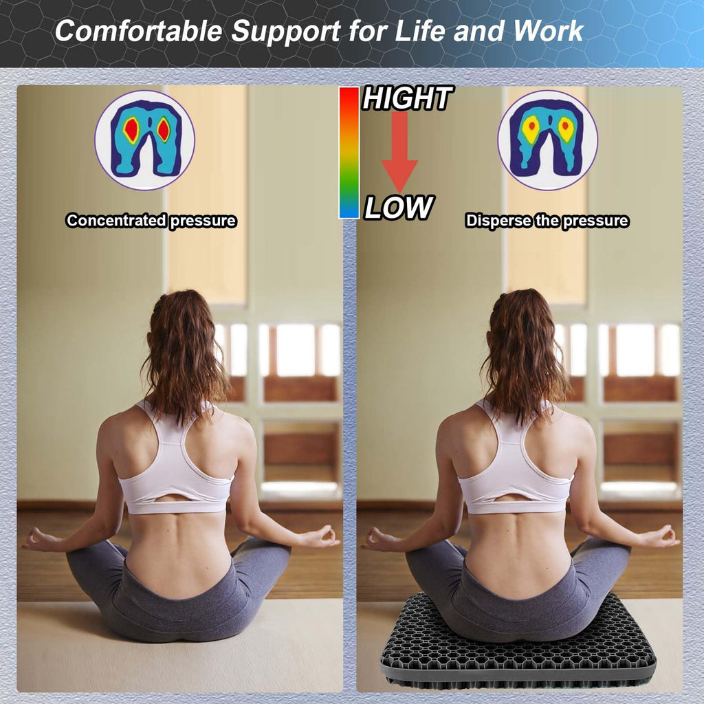 Airllantry Seat Cushion, Gel Seat Cushion for Long Sitting– Back, Sciatica, Tailbone Pain Relief Pad, 19in Seat Pad for Car, Office Chair, Wheelchair, Soft Support for Long Trips