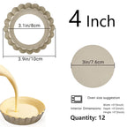 RICHSC-PAN Mini Tart Pan 12PCS, 4 Inch Tart Pan Removable Bottom Non-Stick Tin, 0.9 Inches High Suitable for DIY Making Small Tarts at Home. Champagne Gold Appearance.