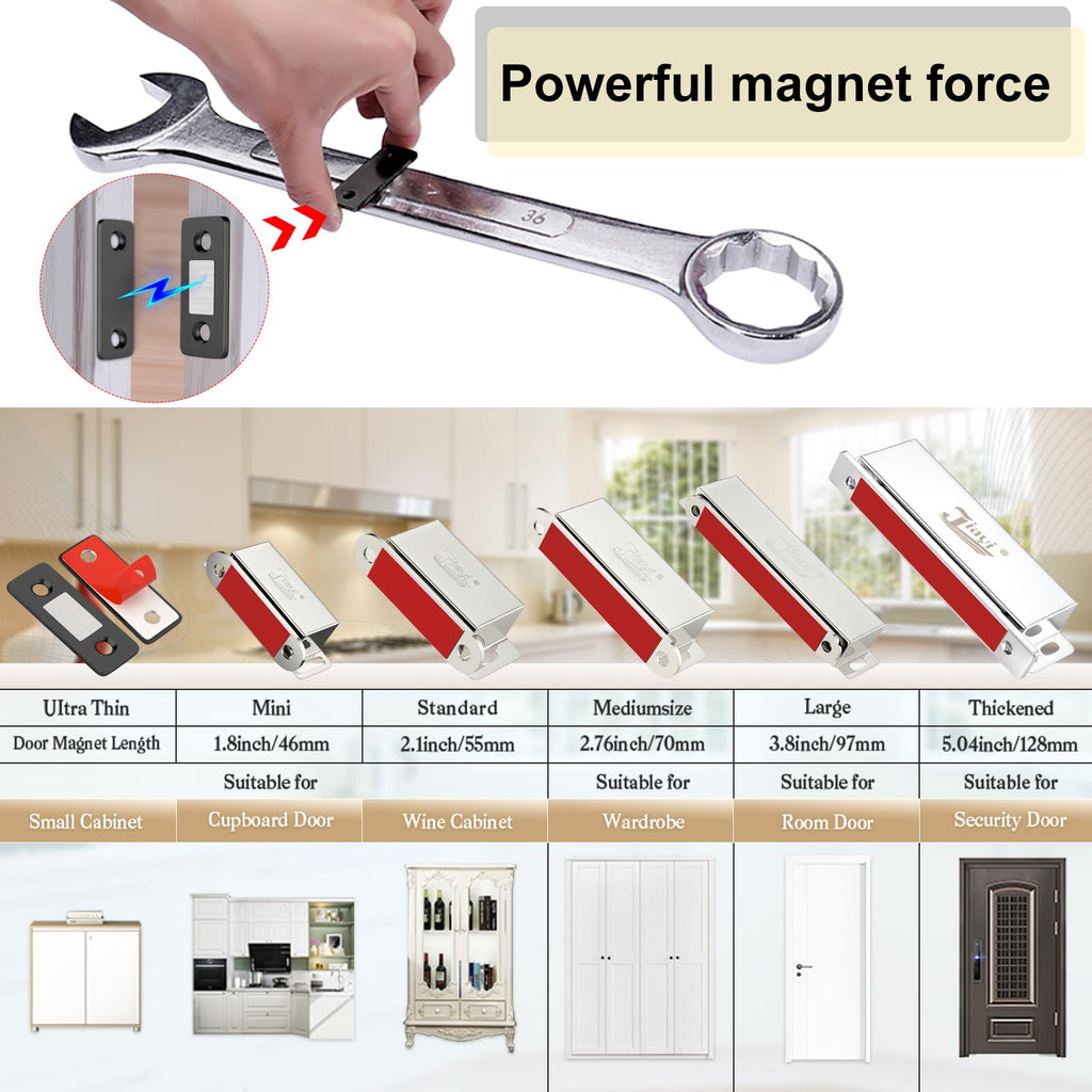 Cabinet Magnetic Catch Jiayi 4 Pack Ultra Thin Cabinet Door Magnets Stick on Drawer Magnets Cabinet Latch Magnetic Closures for Cabinets Kitchen Closet Door Closing Magnetic Door Catch Closer