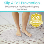 Vive Oval Bathtub Mat - Nonslip Shower Floor Pad - Non-Slip and Non-Skid for Bath Tub with Strong Rubber Suction Cup Grip - for Baby, Elderly, Kids, Bathroom (Gray)