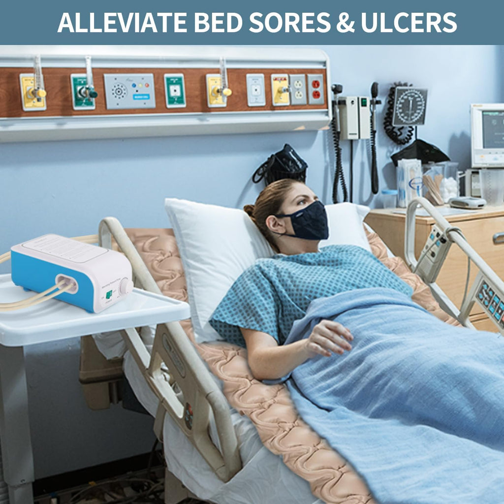 Alternating Pressure Pad Air Mattress for Hospital Bed Mattress Topper & Pump System Colchon Antiescaras para Persona Encamada Bed Sore Pads, Size 36" x 78" x 3"