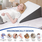 QUINEEHOM Bed Wedge Pillow for Sleeping, 12 Inch Triangle Bed Wedge for Adults, Memory Foam Wedge with Washable Cover, Hypoallergenic 30 Degree Triangle pillow wedge for Acid Reflux, Knee, Snoring