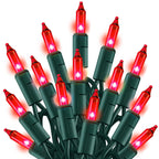 TW SHINE Red Christmas Lights, 20FT 100 Count Incandescent Christmas Mini Tree String Lights, Waterproof Christmas Decorations for Outdoor Indoor Xmas Patio Home Party Garden Yard Decor