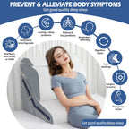 4Pcs Orthopedic Bed Wedge Pillow Set with 4Pcs Replacement Pillowcase, Incline Wedge Pillow for Back Pain Relief/Sleeping/Snoring/Post Surgery/Leg Elevation 20-in-1 Adjustable Memory Foam Wedge Pillow