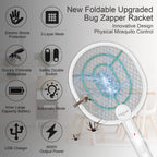 Faicuk Upgraded Foldable Bug Zapper Racket 2 in 1 Rechargeable Electric Fly Swatter Racket