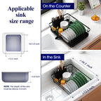 Kitsure Dish Drying Rack- Space-Saving Dish Rack, Dish Racks for Kitchen Counter, Stainless Steel Kitchen Drying Rack with a Cutlery Holder,12''W x 15''L, Black