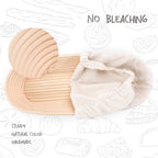 DOYOLLA 14.5inch Oval Bread Dough Proofing Rising Rattan Basket & Liner Combo for Professional & Home Baking (2 basket & 2 liner)
