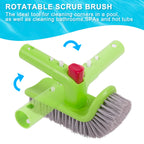 Sepetrel Deluxe Swimming Pool Cleaning Kit Including Rubber Edge Skimmer Net,17.5" Pool Brush Head & Hand Scrub Brush(NO Pole)