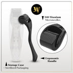 Derma Roller for Skin, Hair & Beard – Women and Men Titanium Microneedling Roller for Face & Scalp, Safe & Easy to Use - Jet Black