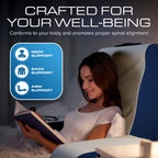 Kolbs Wedge Reading Cushion, Back Pillow for Bed Sitting Up, Cushion with Arms for TV Book Gaming Dorm Rooms, Backrest (19 Inch)