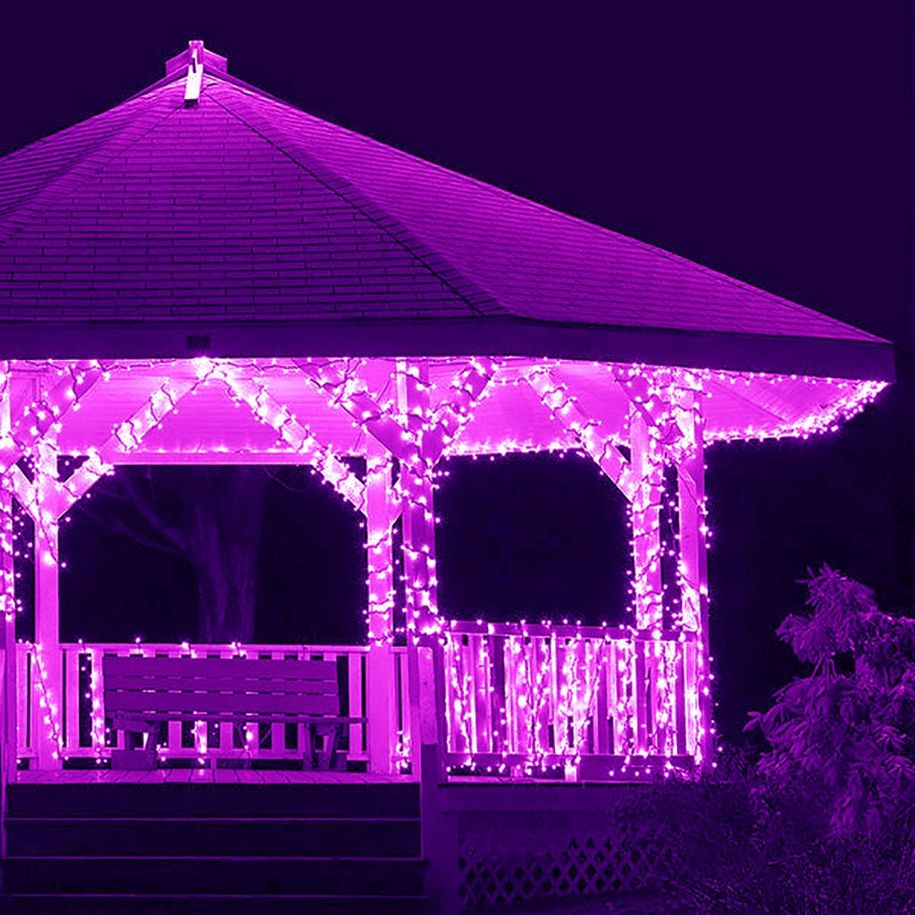 kemooie 300 LED Purple Halloween Lights, 99FT Connectable 8 Lighting Modes Plug in Fairy Lights, Waterproof for Outdoor, Halloween Christmas Wedding Party Garden Decorations (Purple