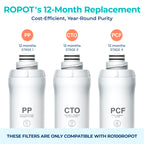 Bluevua Official RO100ROPOT 1-Year Replacement Filter Set, Pack of 1 PP Filter and 1 CTO Filter and 1 PCF Filter