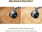 Kuyal Chair Mat, Rolling Chair Mat for Hardwood Floor, 36" X 48" Transparent PVC Home Office Floor Protector Mat (36" X 48" with Lip)
