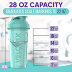 VELOMIX -2 Pack- 28 oz Protein Shaker Bottles for Protein Mixes - 2x Wire Whisk | Leak Proof Shaker Cups for Protein Shakes | Protein Shaker Bottle Pack | Shakers for Protein Shakes-Pink&Turquise