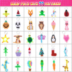 Funtopia Beads for Crafts, Pony Beads Keychain Making Kit, Bead Pets Art Crafts for Kids Beginners, Birthday Party DIY Craft for Girls Boys (1500 Bead, 30 Designs)