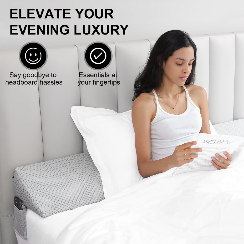 Rormcheny King Bed Wedge Pillow Headboard Gap,Wedge Pillow Headboard/Bed Gap Filler,Fill The Gap (0-8") (Gray, 76"x10"x6")