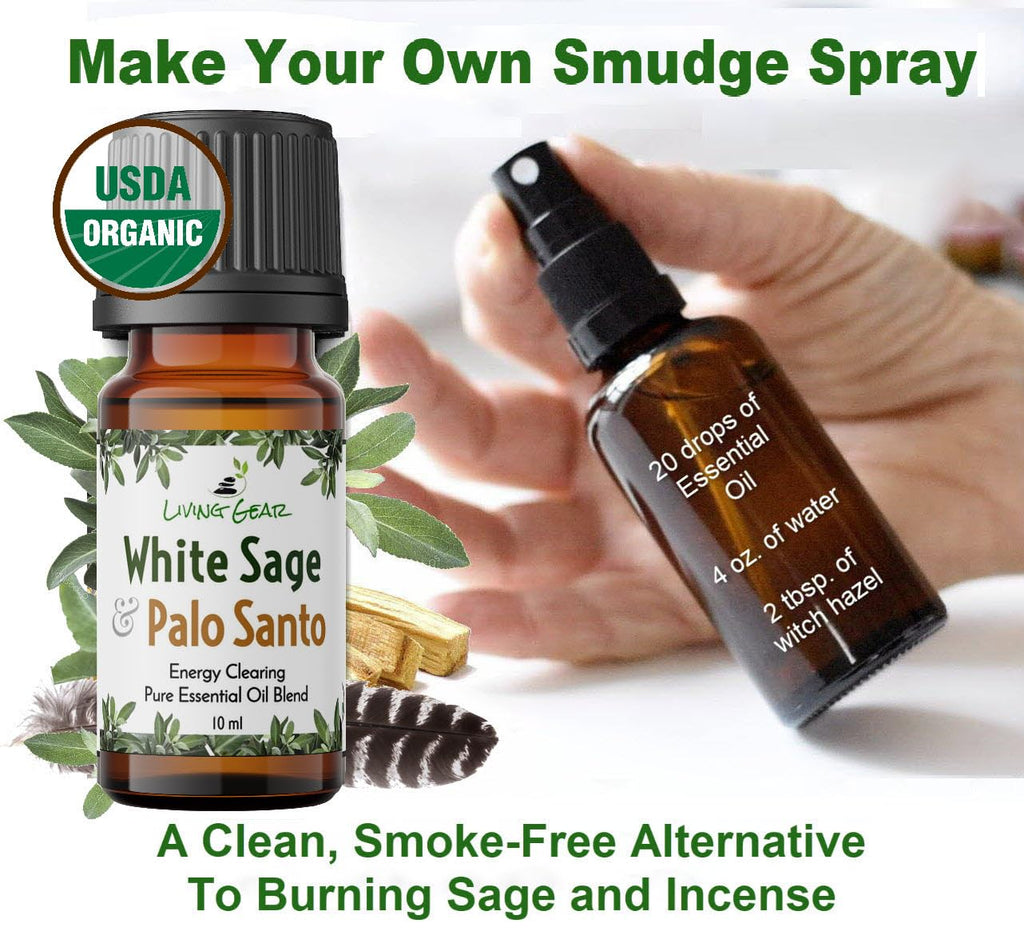 White Sage and Palo Santo Essential Oil for Clearing and Protection - Smokeless Smudging Blend - Clear Negative Energy Without Burning Sage - 10 ml