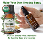 White Sage and Palo Santo Essential Oil for Clearing and Protection - Smokeless Smudging Blend - Clear Negative Energy Without Burning Sage - 10 ml