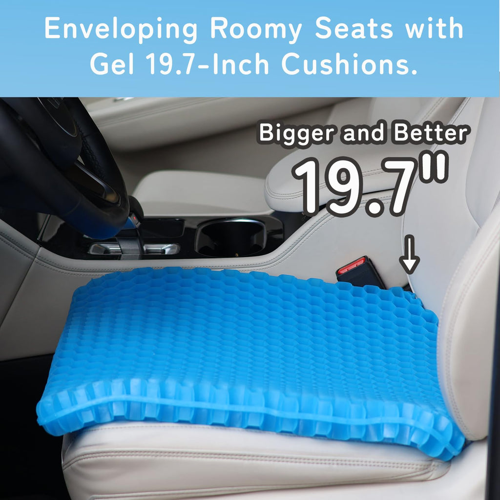 19.7＂ Gel Seat Cushion, Super Large & Thick Office Chair Cushion for Long Sitting - Back Hip Tailbone Pain Relief Cushion, Egg Seat Cushion Desk Chair Pads for Cars Wheelchair - Fits up to 350 lbs