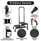 2 Step Stool with Handle for Elderly, Heavy Duty Step Stool with Handle, 4 Fixing Buckle and Adjustable Handrail, Bed Steps with a Hook for Adults Seniors Handicap, Hold up to 400LBS