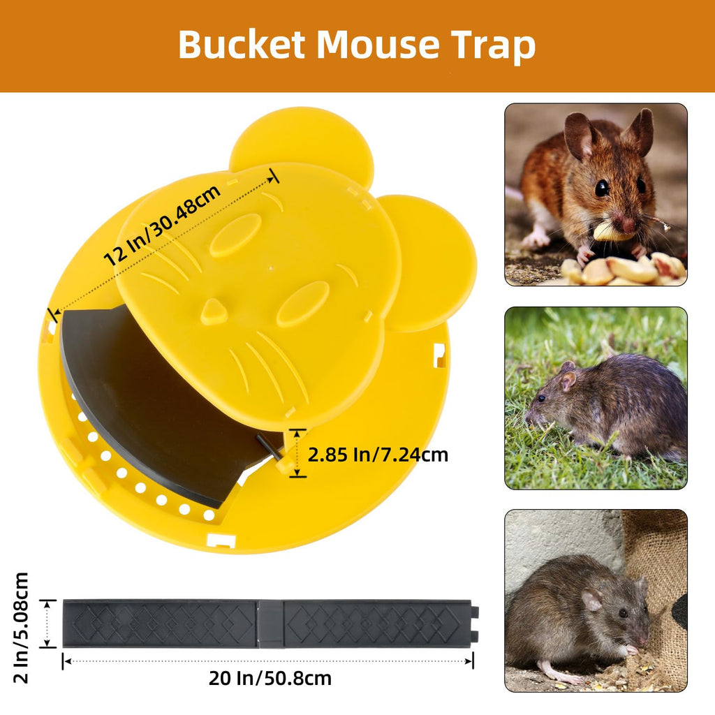Mouse Trap Bucket - Mouse Traps Indoor for Home - Multi-Catch, Auto-Reset, Humane or Lethal Rat Trap - ABS Material - 5 Gallon Bucket Compatible-4pack