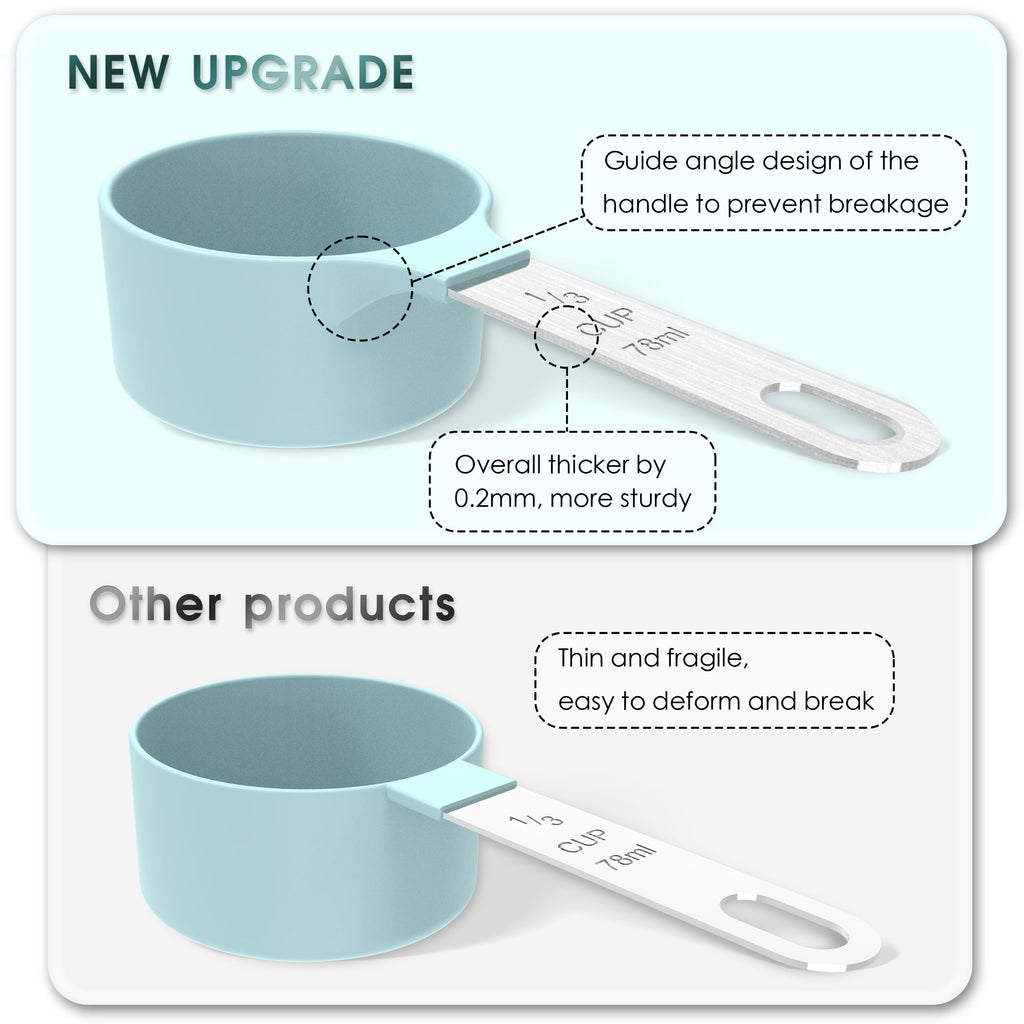 Measuring Cups & Spoons Set, Stackable Cups and Spoons, Nesting Measure Cups with Stainless Steel Handle, Kitchen Gadgets for Cooking & Baking (Black)