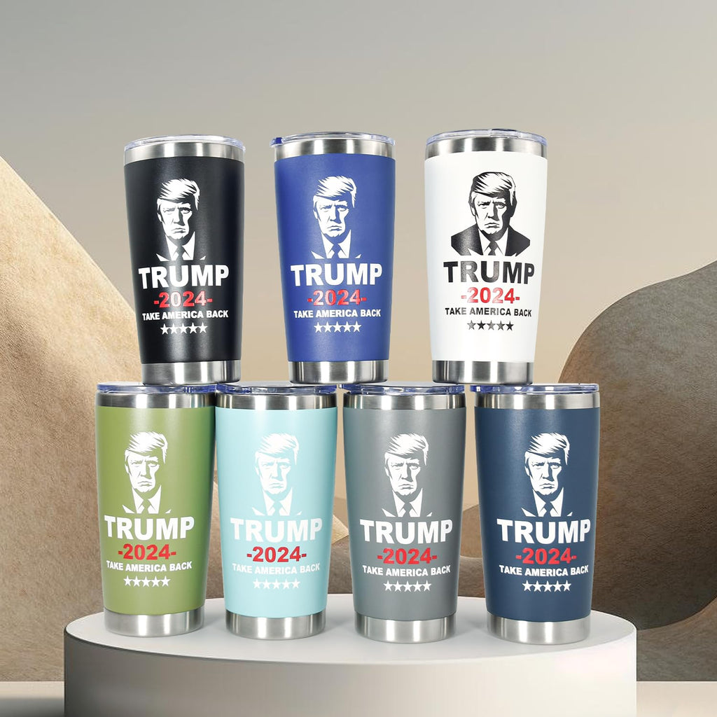 Icesip 20 oz Trump 2024 mug coffee Tumbler with Lid and Straw, Donald Trump Merchandise, 20oz Stainless Steel Travel Coffee Cup, Vacuum Insulated Mug for Hot and Cold Drinks, Black 1pcs