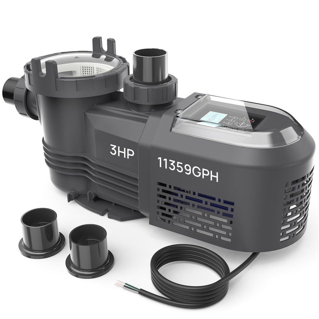 Aquastrong Variable Speed Pool Pump In/Above Pool Pump Energy Efficient High Flow Powerful Self Primming Swimming Pool Pumps with Filter Basket,Matta Black