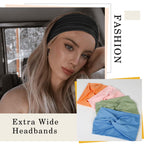 Tobeffect Wide Headbands for Women, 7'' Extra Large Turban Headband Boho Cloth Hairband Colorful Hair Twisted Knot Accessories, 6 Pack