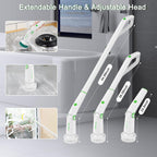 Electric Spin Scrubber,Cordless Cleaning Brush,Shower Scrubber Coming with 8 Replaceable Brush Heads, 3 Adjustable Speeds,Detachable Long Handle,Two Power Buttons,240Mins Working Time