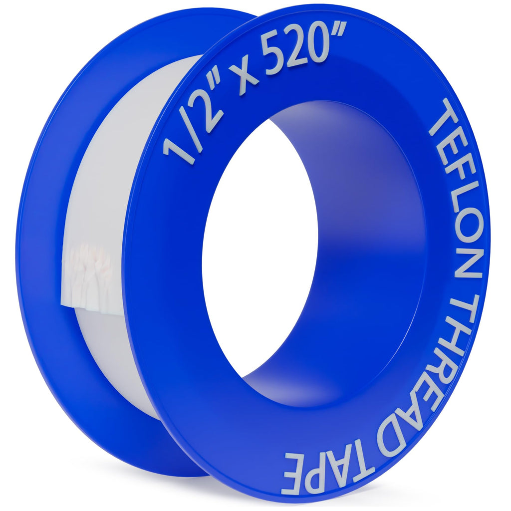 1, 4 or 5 Rolls 1/2 Inch(W) X 520 Inches(L) Teflon Plumbers Tape, Duct Sealant Tape for Shower Head, Plumbing Thread Tap, Water Pipe Sealing Plumbers PTFE Thread Seal (1 Pack)