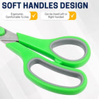 BURVAGY 24-Pack 8" All Purpose Heavy Duty Sharp Scissors Bulk for Office School Home Stainless Steel Blades Safety Soft Grip Handles,Right/Left Handed Scissors