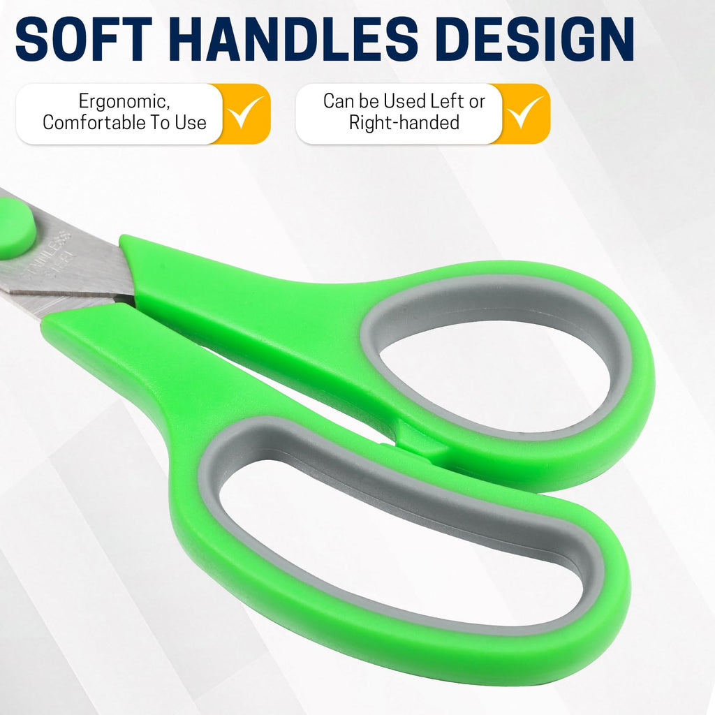 36 Packs 8" Multipurpose Scissors, Ultra Sharp Blade Shears, Comfort-Grip Handles, Sturdy Sharp Scissors for Office Home School Sewing Fabric Craft Supplies, Right/Left Handed
