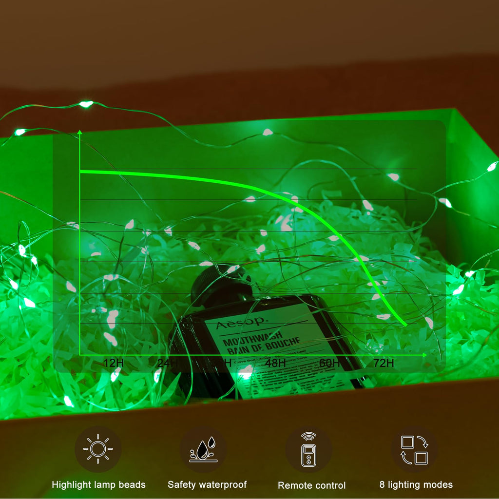 SINAMER 6PCS Green Fairy Lights Battery Powered with Remote, 7ft 20Leds Changing Twinkle String Lights with Timer, Waterproof Small Silver Wire Firefly Starry for DIY Wedding Party Christmas