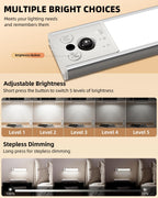 10inch Under Cabinet Lighting, LED Motion Sensor Light Indoor, 2400mAh USB Rechargeable Closet Lights, Dimmable & Magnetic Wireless Under Counter Lights for Kitchen, Pantry, Stairs (2 Pack)