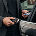 Slim Minimalist Front Pocket RFID Blocking Leather Wallets for Men and Women - Carbon Fiber Black