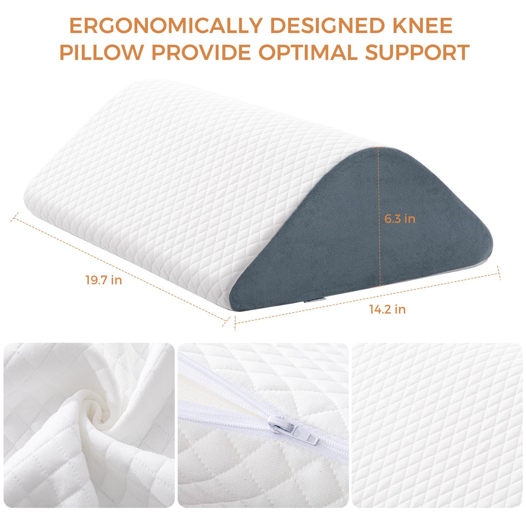 Knee Wedge Pillow 6.3'' for Post-Surgery Recovery - Leg Elevation Support for Sleep Position,Alleviating Lower Back & Hip Pain Enhancing Circulation in Ankles Legs Triangle Pillow with Removable Cover