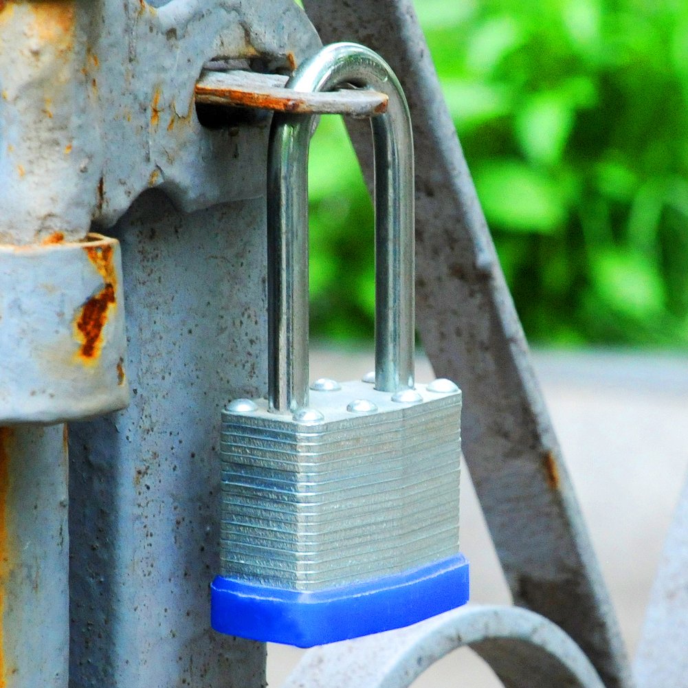 2PCS Heavy Duty Padlock Keyed Alike, 2-3/8" Extra Long Shackle, 40MM 1-9/16" Laminated Steel Lock Body, Ideal for Gym Locker, Sheds, Gate, Warehouse, Tool Box, Hasp (4 Keys Same)